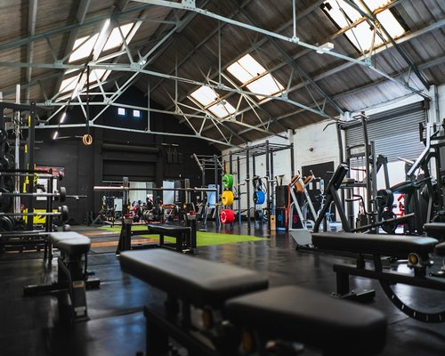 Gym interior showing a clean, spacious workout area